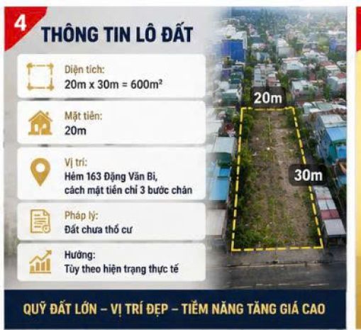 Đất 600m²  hxh  đặng văn bi, tt thủ đức ngang 20m, thích 7586508