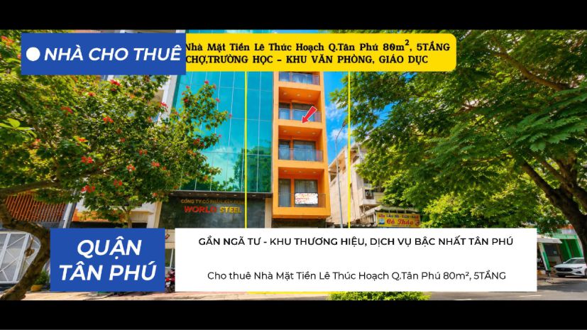 Cho thuê nhà mặt tiền lê thúc hoạch q.tân phú 80m², 5tầng - 7586829
