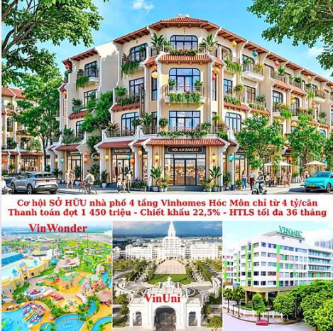 Vinhomes02 chỉ 4 tỷ  bán căn nhà phố vinhomes hóc môn 5m 7590406