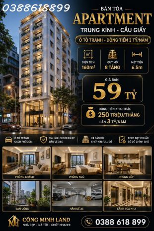 Bán tòa apartment trung kính - cầu giấy - ô tô tránh - dòng 7592517