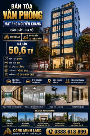 Bán tòa vp mặt phố nguyễn khang - cầu giấy - dt 70 trth - 7592635
