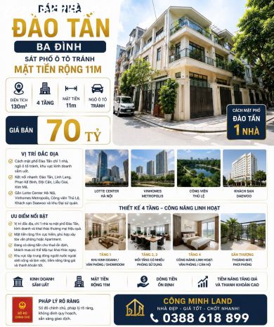 Bán nhà đào tấn - ba đình - sát phố ô tô tránh - mt 11m - 7596783