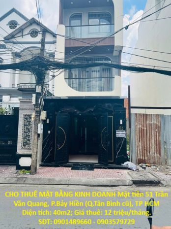 Cho thuê mặt bằng kinh doanh đường trần văn quang, p. bảy 7609295
