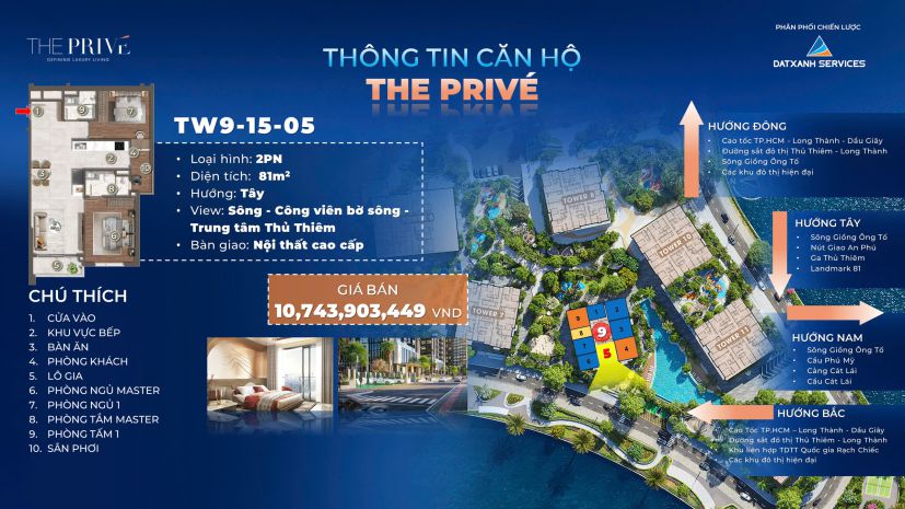 Bán căn hộ 2pn the privé  view sông  công viên bờ sông 7613971