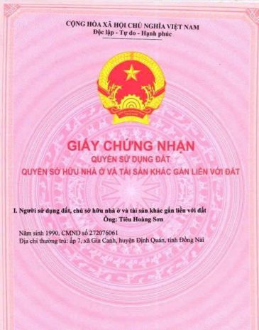 Ra mắt 4 lô đất nền full thổ cư  chính chủ  định quán, 7615265