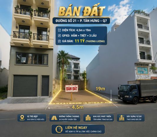 Bán đất đường số 21 p. tân hưng, quận 7 7616229