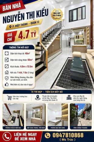 Nhà đẹp giá tốt  nguyễn thị kiểu, quận 12 7635415
