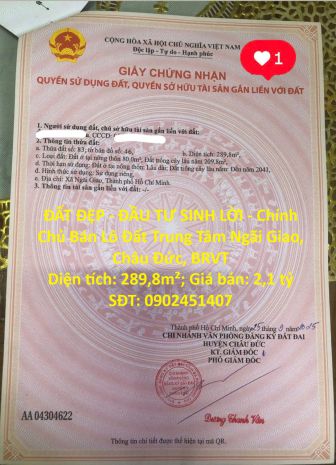 Đất đẹp - đầu tư sinh lời - chính chủ bán lô đất trung tâm 7652406