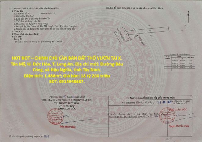 Hot hot  chính chủ cần bán đất thổ vườn tại x. tân mỹ, h. 7661735