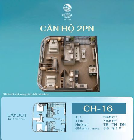 Quỹ căn 2pn góc 70m2 view ôm trọn 3 sân golf 950ha và vịnh 7662799