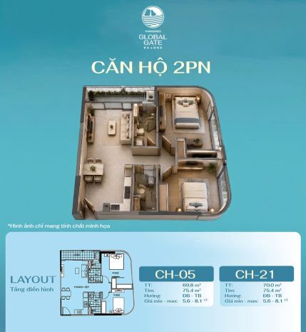 Sở hữu căn góc 2pn 70m2 tòa g2 tầng cao view sân golf 7663093
