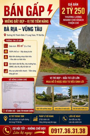 Đất đẹp- giá tốt - chính chủ cần bán đất  phường long tâm, 7666586