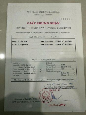 Bán nhà p.tân hưng quận 7 - sổ hồng riêng 5x10m 1trệt 1lầu 7670530