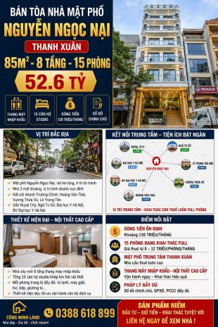 Bán tòa nhà mặt phố nguyễn ngọc nại - thanh xuân - 85m² - 8 7682018