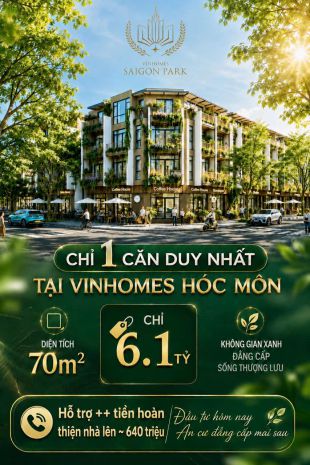 Nhà mặt tiền 4 tầng 70m2 vinhomes hóc môn:chỉ 6,1 tỷ.hỗ 7702645