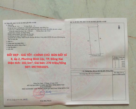 Đất đẹp - giá tốt chính chủ  bán đất tổ 8, ấp 2, phường 7708037