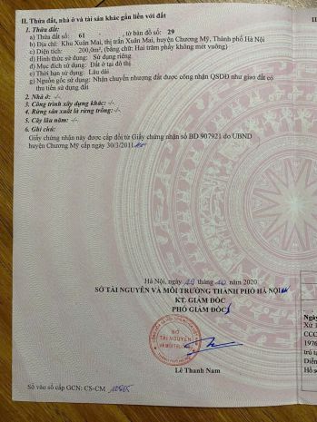 Chính chủ bán 200m2 đất full thổ cư tại xuân mai, huyện 7714799