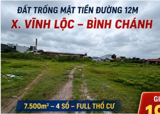 19,5 trm²  7.500m² full thổ cư, m t đường 12m  vĩnh lộc, 7715491
