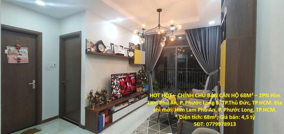 Hot hot  chính chủ bán căn hộ 68m²  2pn him lam phú an, 7719109