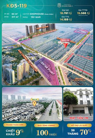 Bán shophouse khu kinh đô vinhomes ocenpark 2: 84m2- 4 7722463