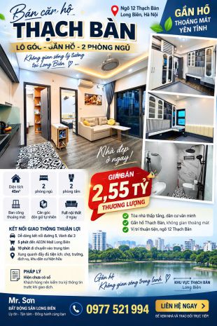 Căn hộ lô góc 2pn  gần hồ thạch bàn  full nội thất 7736712