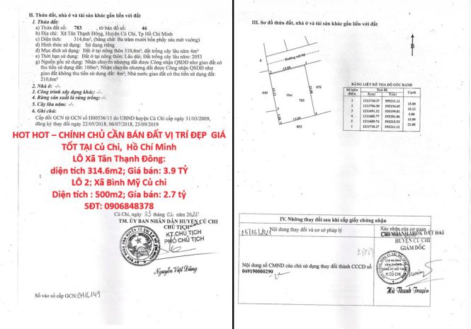 Hot hot  chính chủ cần bán đất vị trí đẹp  giá tốt tại củ 7739760