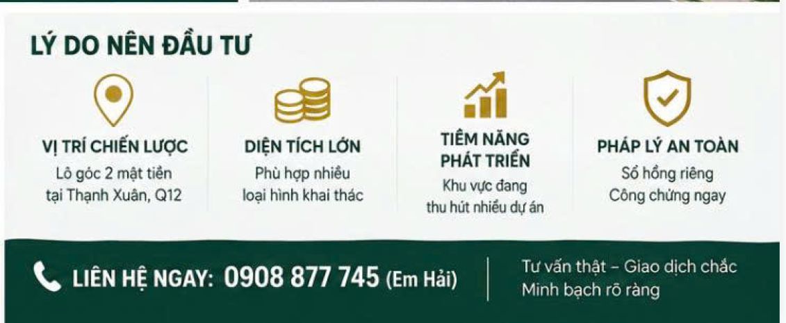 Lô góc 2 mặt tiền thạnh xuân, q12  3.900m²  giá 180 tỷ tl 7742262