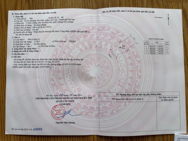 Bán nhà riêng 4 tầng tại trung yên 14, yên hòa, cầu giấy, 7744138