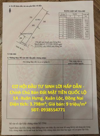 Cơ hội đầu tư sinh lời hấp dẫn -chính chủ bán đất mặt tiền 7745625