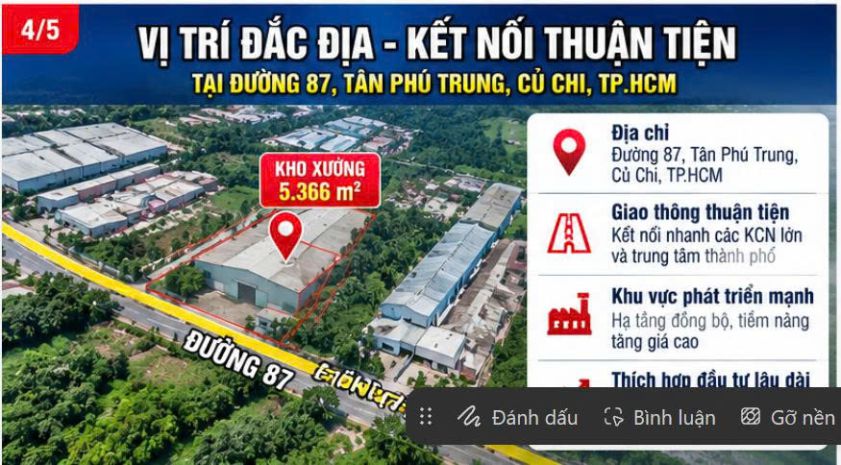 Kho xưởng đường 87 tân phú trung củ chi 5366m2 giá 35 tỷ 7759848