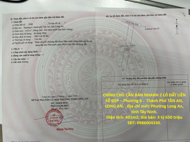 Chính chủ cần bán nhanh 2 lô đất liền kề đẹp  phường 6 - 7761511