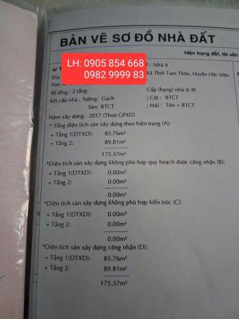 Bán nhà xã đông thạnh, tp.hcm  ngang 8m, đường 7m5  giá 7764598