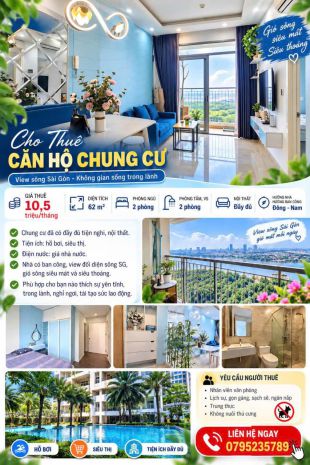 Cho thuê chung cư luxgarden, 370 nguyễn văn quỳ, p. phú 7773060