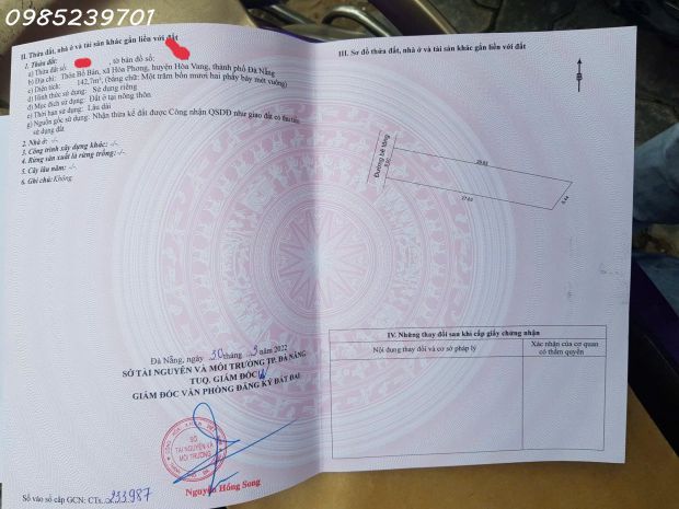 Bán lô đất siêu đẹp tại thôn bồ bản, hòa vang, đà nẵng, dt 7774683