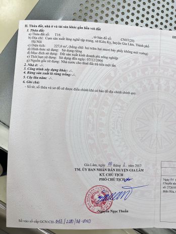 Bán nhà đất cụm làng nghề kiêu kỵ  gia lâm  sổ đỏ chính 7778159