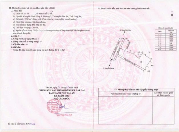 Bán 2 lô đất thổ cư tại tân an  long an - 970m2 - giá tốt 7782237