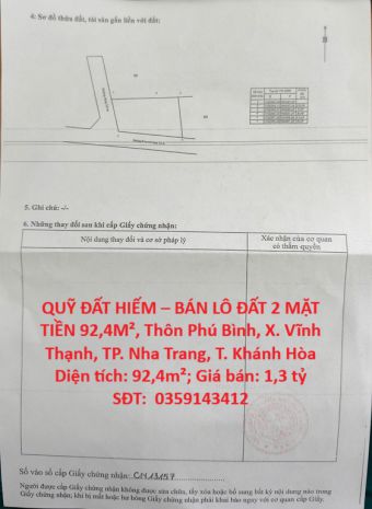 Quỹ đất hiếm  bán lô đất 2 mặt tiền 92,4m², thôn phú bình, 7795688