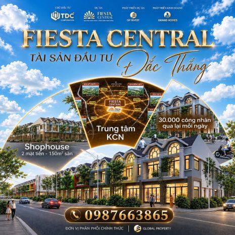 Chỉ từ 4 tỷ đồng  sở hữu nhà phố thương mại fiesta central 7803630
