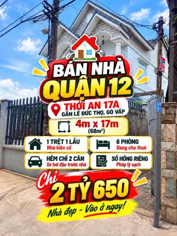 Hạ gấp 500 triệu! nhà quận 12 sát gò vấp chỉ 2 tỷ 650! 7804284