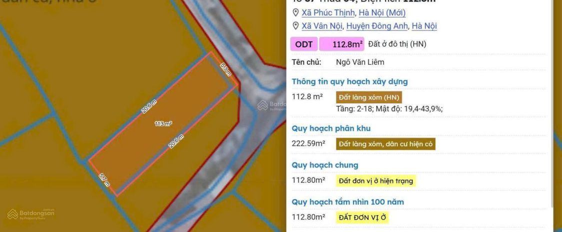 Bán lô đất 112,6m² gần đường vân trì  tiềm năng kết nối 7807044