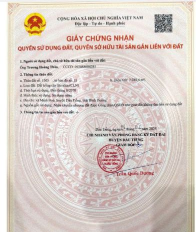 Bán đất minh hòa, dầu tiếng, bình dương  giá chỉ 2 triệum² 7808045